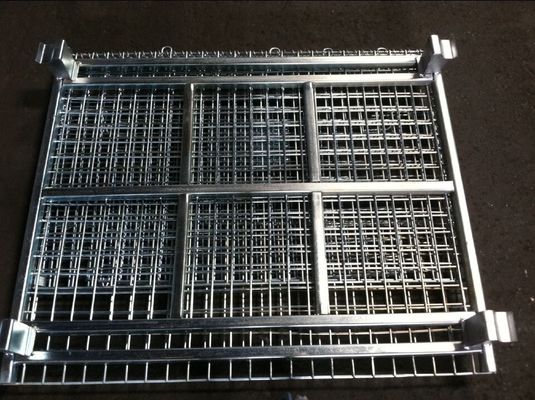 Zinc - Coated Industrial Stackable Collapsible Wire Container With Casters Movable