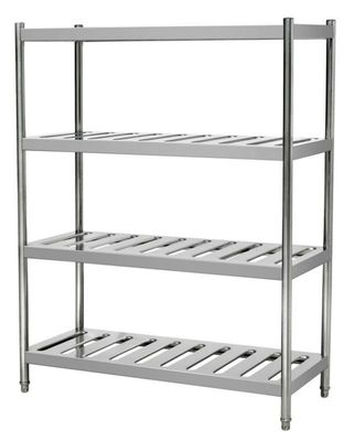 4 Tiers Stainless Steel Heavy Duty Storage Racks , Kitchen Food Storage Shelving Units