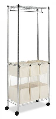 Rolling Garment Home Wire Shelving , Wire Laundry Shelf With Changeable Fabric Baskets