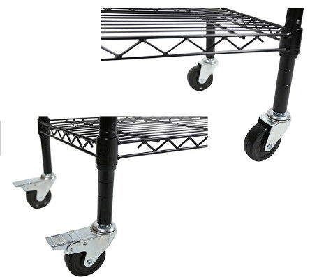 ESD Metal Commercial Heavy Duty Black Movable Wire Utility Cart With One Piece Handle