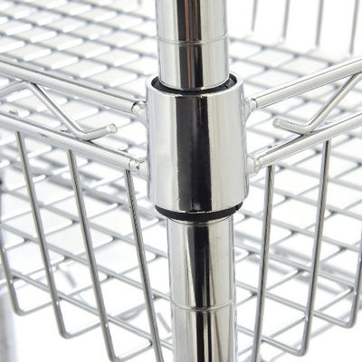 NSF Restaurant Kitchen Use 3 Layers Wire Utility Cart Basket , Rolling Kitchen Utility Cart