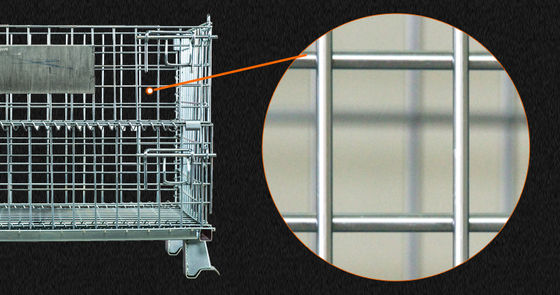 Hot Dipped Galvanized Industrial Collapsible Wire Container Products , Stackable Wire Mesh Bins