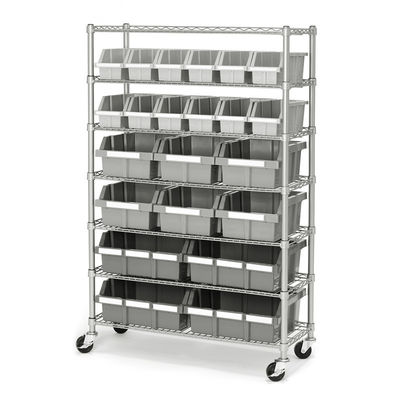 Dust Proof 7 Tier NSF Approved Industrial Wire Shelving With Storage Bin
