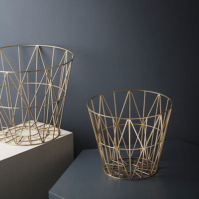 Brass Large Storage Wire Grid Baskets , Wire Basket Clothes Storage Hamper