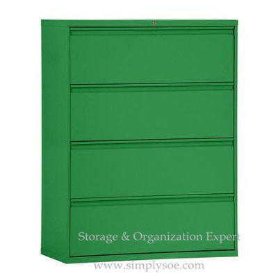 Brown Green White 4 Drawers Lateral Metal Filing Cabinet For A-4 Hanging Files