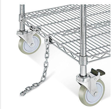 Electrostatic Discharge Chrome Wire Shelving Trolley 3 Tier For Electronics Industry