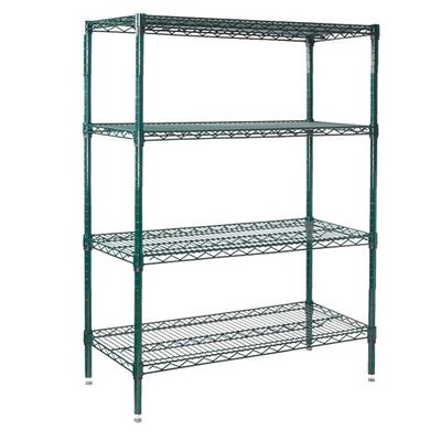 Adjustable Commercial Shelving Green Epoxy Coated 4 Shelves Waterproof Surface