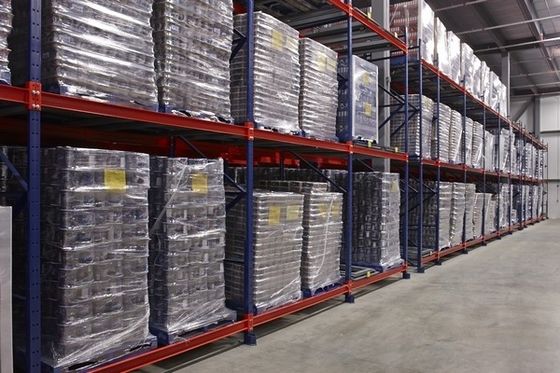 Large Heavy Duty Storage Racks / LIFO System Push Back Racking System Metal Material With Sliding Wheel