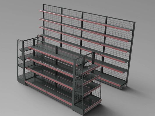 Custom Height Supermarket Display Racks Double Sides Department Store Snacks Wire Net Decking