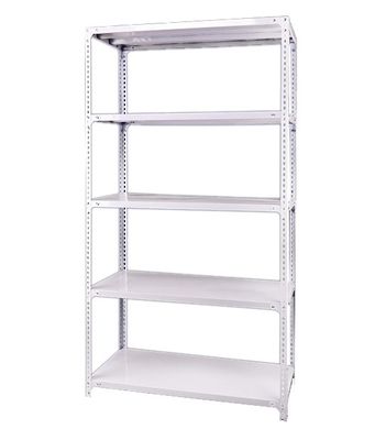 White Wide Span Shelving , O Type Angle Metal Rivet Warehouse Shelving Racks