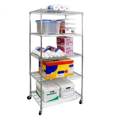 Five Tier Commercial Wire Shelving Unit Metal Shelf Rack Large Capacity