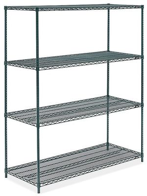 Warehouse Heavy Duty Wire Shelving Unit Dark Green 4 Tier Easy To Assemble