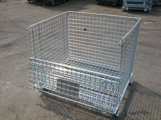 Galvanized Metal Folding Wire Container For Spare Parts Storage 50x100mm