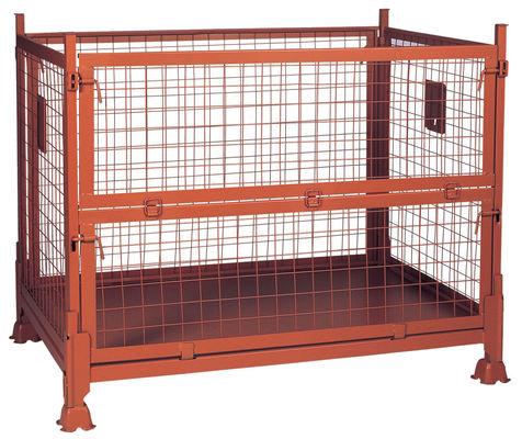 200kg - 800kg Collapsible Wire Container , Foldable Orange Color Metal Pallet Crates for Toys Storage