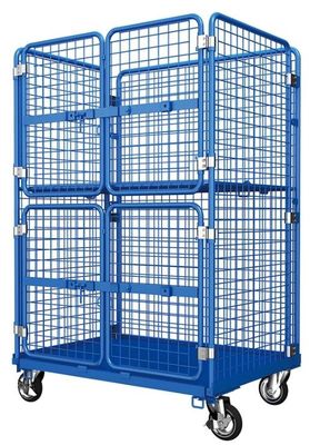 Logistics Laundry Rolling Container Cart Metal Steel With Door Lock