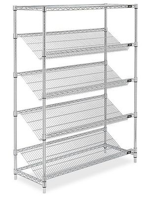 Home  Commercial Wire Shelving 5 Tiers Include Horizontal  Silver Color