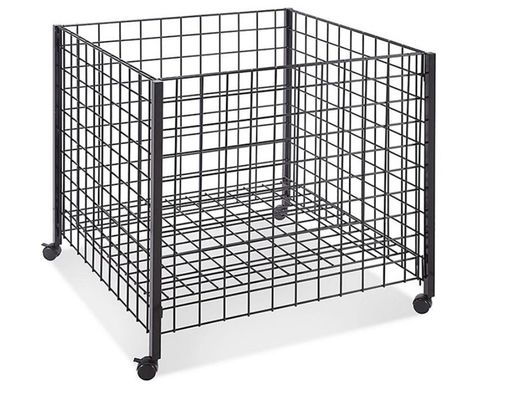 Adjustable Supermarket Display Wire Dump Bins With 4 Adjustable Drawers & Wheels For Easier Mobility