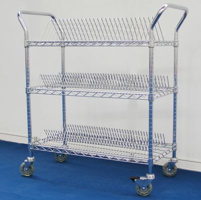 Chrome Plated Mobile Wire Cart /  Silver Reel Component Display Wire Trolley