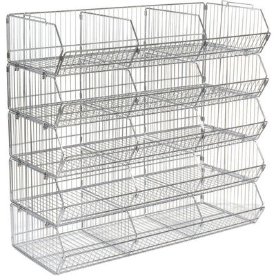 Mobile Chrome Stackable Wire Basket Rack For Medical Articles With 5 Bins Hospital