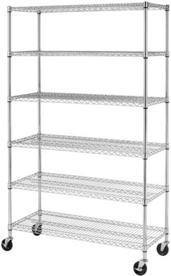 6 Tier Industrial Wire Shelving rack 72 Inch Height Strong Welded