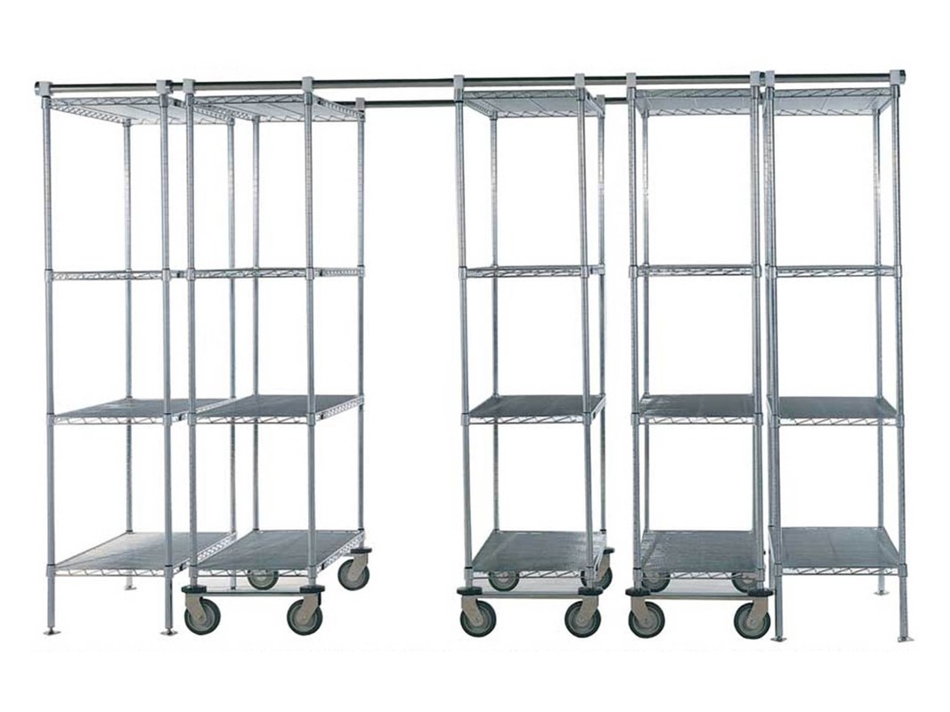 86" High Cold Room Hygienic High Density Wire Shelving With Vented Shelves