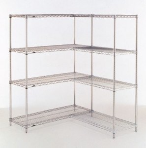 Heavy Duty Industrial Wire Mesh Shelving , Chrome Storage Shelves With Wheels