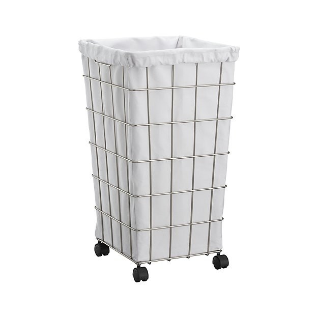 Heavy Gauge Steel Lined Wire Laundry Basket Hamper with Wheels , Wire Bath Accessories