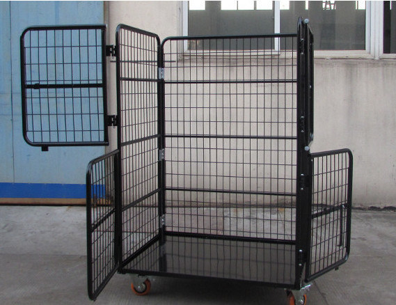 Anti - Theft Lockable Collapsible Wire Container with Latch for Padlocks