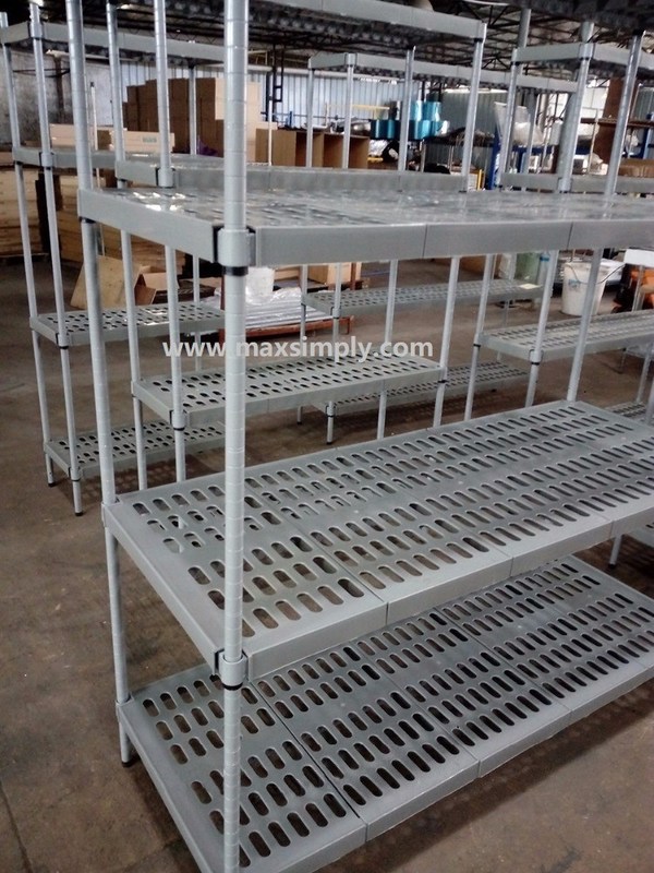 Carbon Steel Or SUS Upright Material Commercial Wire Shelving , Anti - Microbial Polymer Shelving