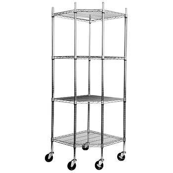 4 - Layers Silver Stainless Steel Shelving Units On Wheels Resist Corrosion
