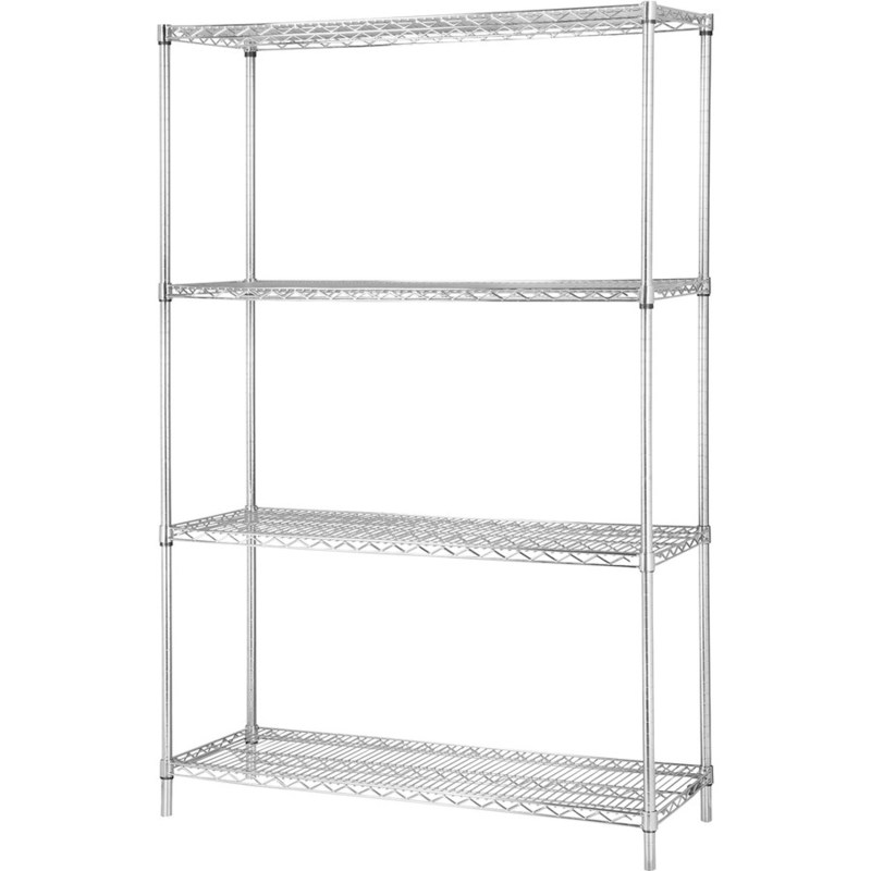 4 Layers Chrome Finish Steel Shelf Rack For Beverage Storage Floor Type
