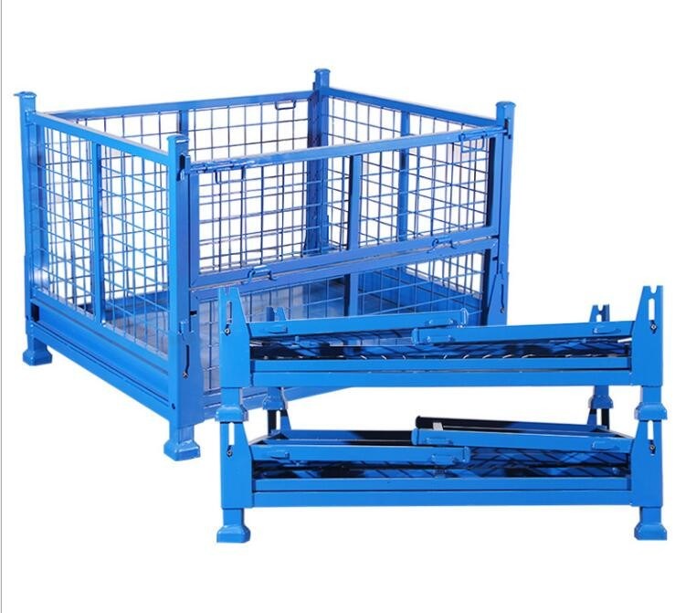 Durable Collapsible Wire Container Transport Packaging Metal Pallet Cage Four Wire Mesh