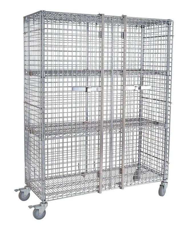 Galvanized Metro Wire Security Carts Lockable, Material Store Nestable Roll Cage