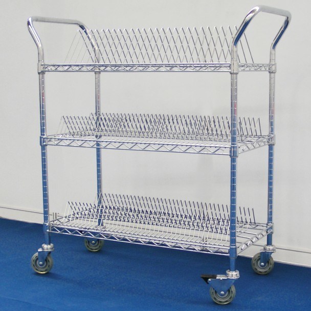 Chrome Plated Mobile Wire Cart /  Silver Reel Component Display Wire Trolley