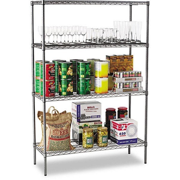 Basic 4 - Layer Kitchen Storage Racks /  Black Wire Shelving Unit 42" W X 18" D X 60" H
