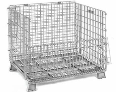 Medium Duty 600lbs Collapsible Wire Container With Half Drop Gate Cold Galvanized Surface